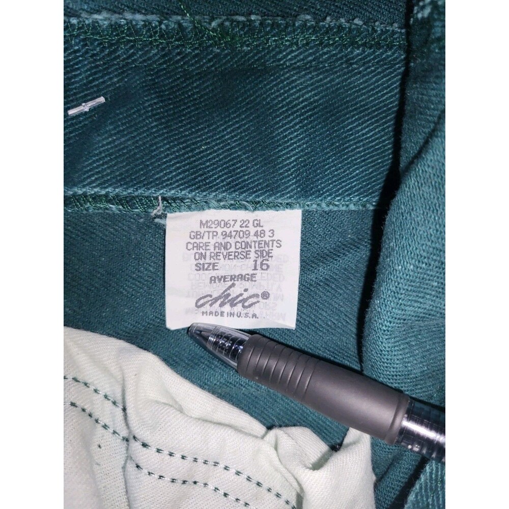 Vintage Chic Green Jeans Deadstock NWT High Rise Relaxed Tapered 16 Avg 30x29.5 - Picture 5 of 9